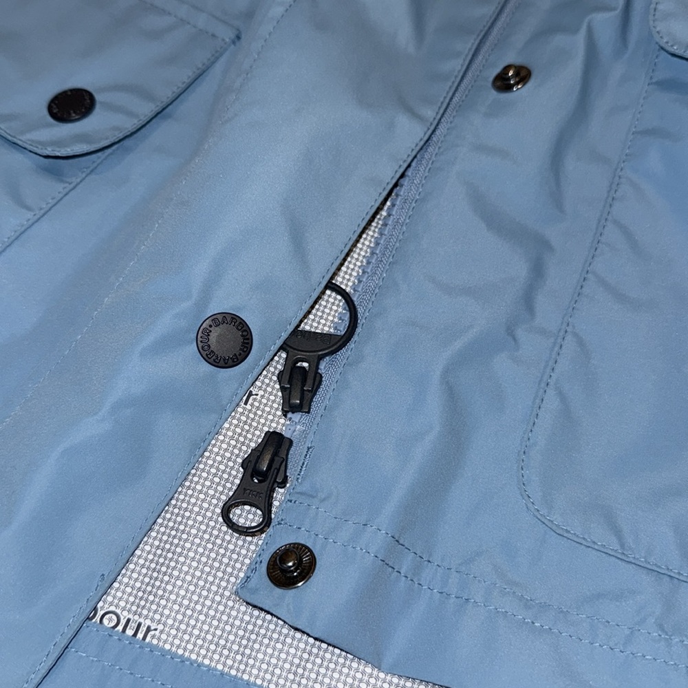 Barbour Sky Blue Hooded Trench Coat - Picture 8 of 10